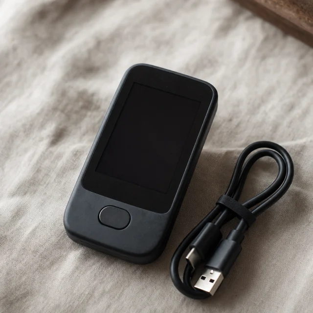 Hardware wallet met donker scherm